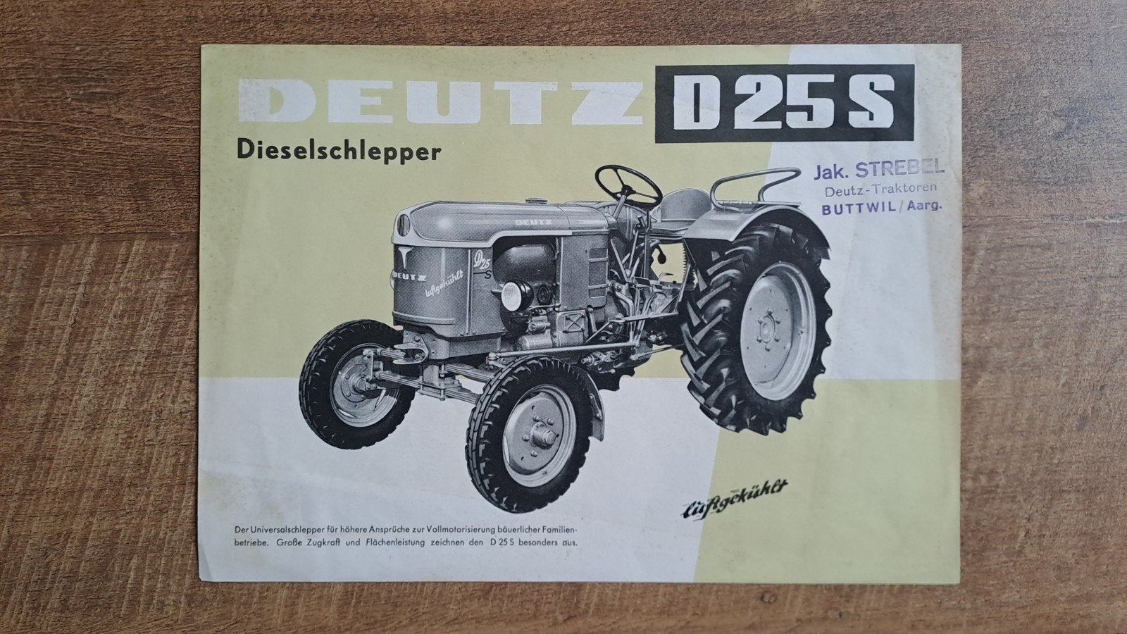 Oude folder DEUTZ D 25 S diesel tractor, trekker, Boeken, Catalogussen en Folders, Ophalen of Verzenden, Zo goed als nieuw, Folder