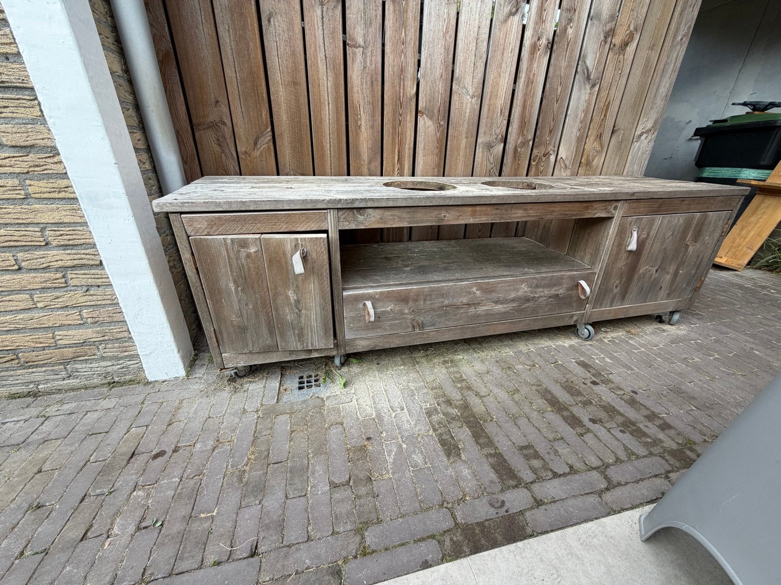Steigerhouten Zand- en Watertafel met Lades en Kastjes, Ophalen