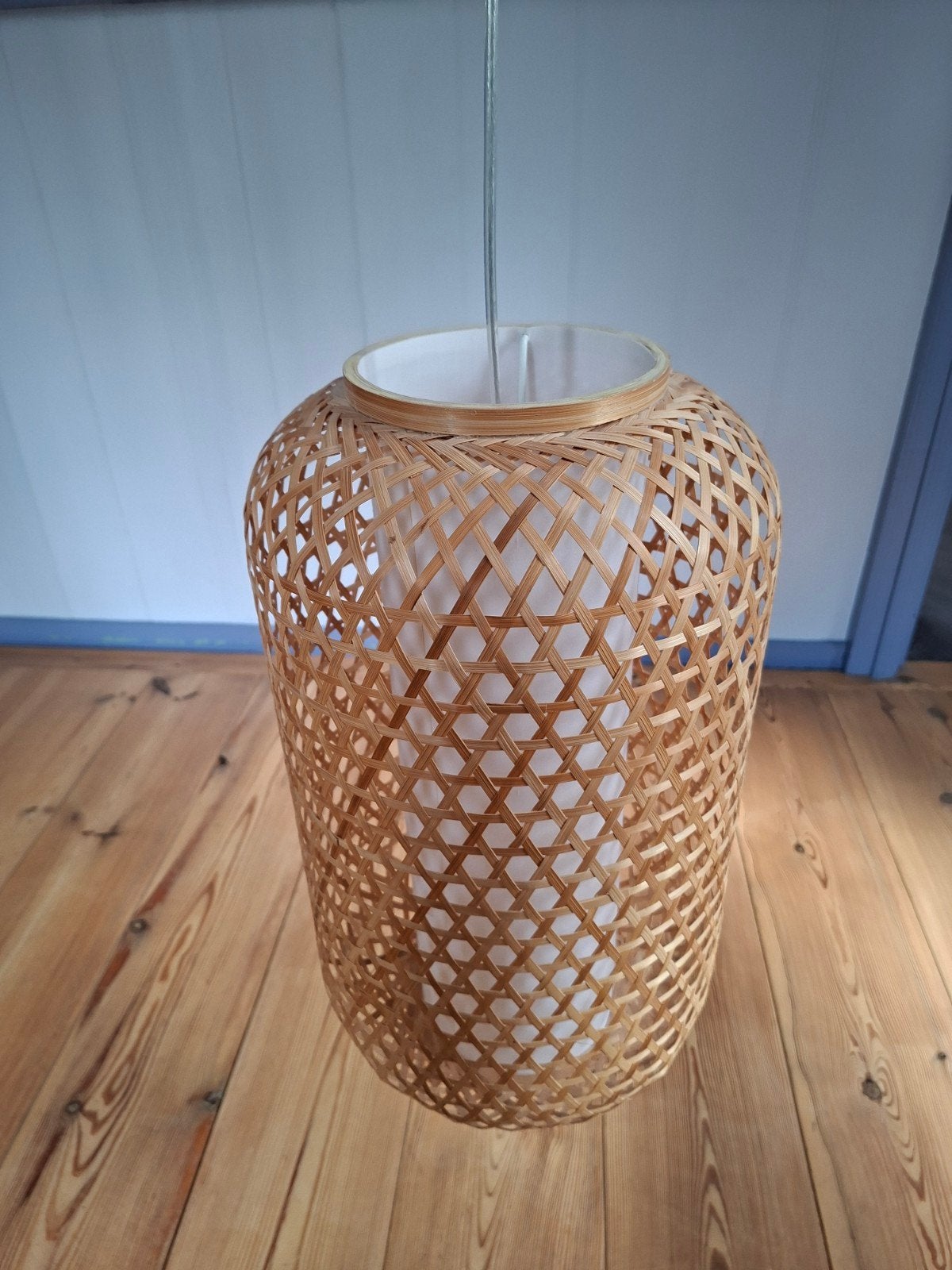 Mooie rieten hanglamp. Lantaarn., Ophalen, Zo goed als nieuw, Natuurlijk materiaal, Bohemian