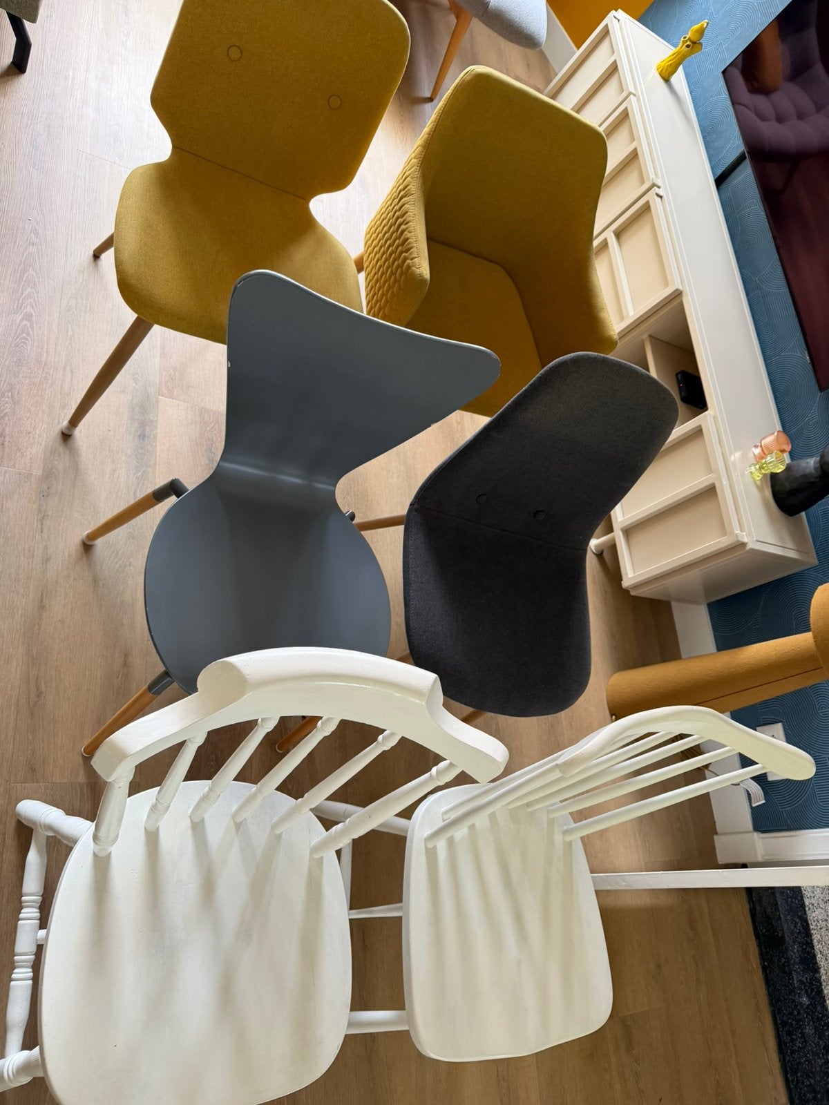 6 eetkamerstoelen, Ophalen, Zo goed als nieuw, Grijs, Vijf, Zes of meer stoelen