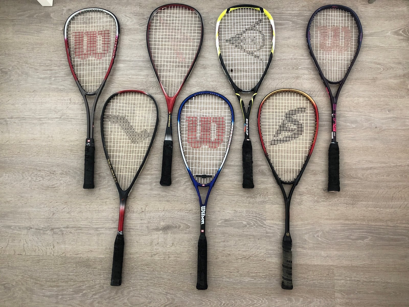 Squash rackets: Wilson, Dunlop, Head, Snauwaert, Ophalen of Verzenden, Gebruikt, Racket, Met hoes
