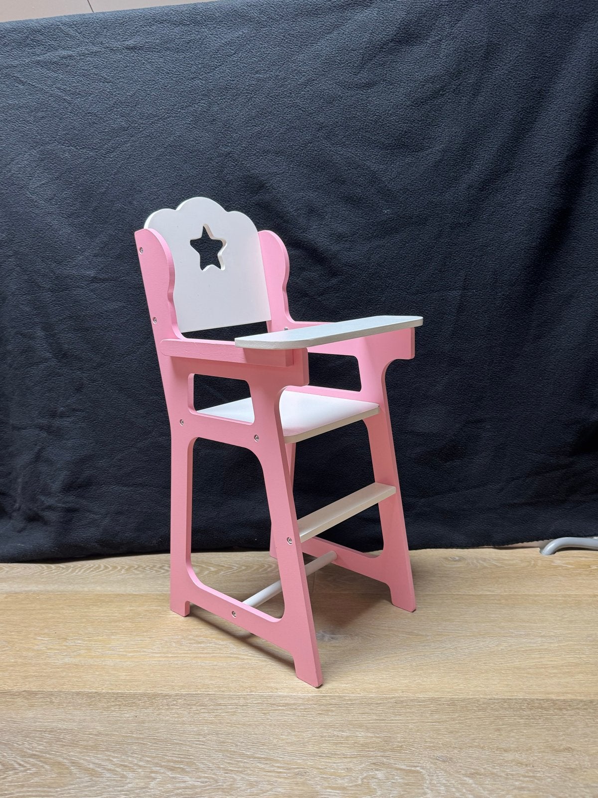 Roze houten poppenstoel met steruitsparing, Ophalen, Gebruikt, Overige typen