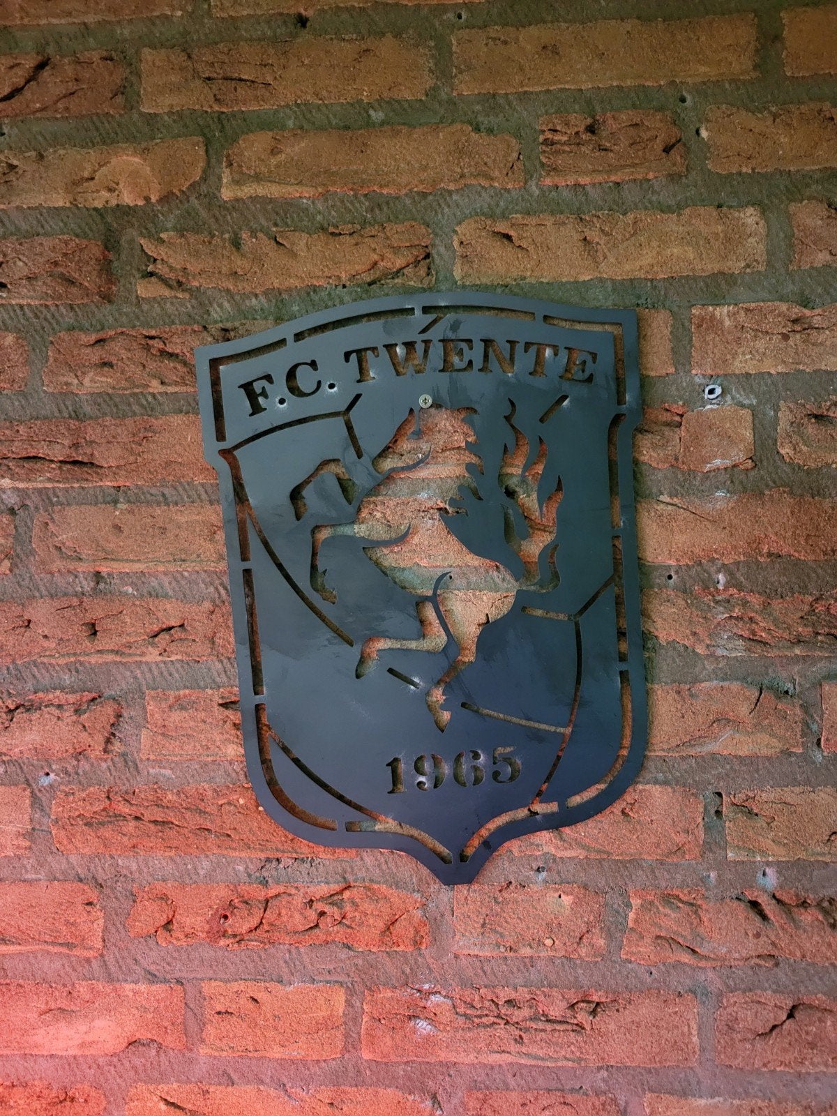 FC Twente Cortenstalen Wanddecoratie, Huis en Inrichting, Industrieel, Nieuw, Ophalen of Verzenden, Bruin