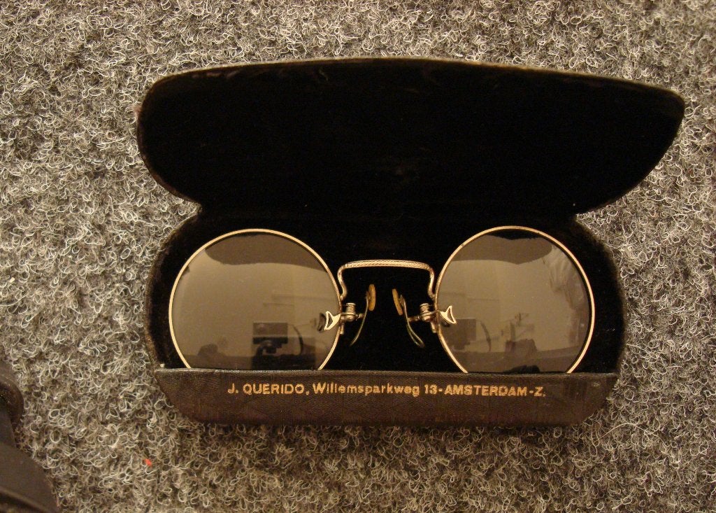 Mooie antieke knijpbril/pince-nez Jacob Querido met etui, Antiek en Kunst, Ophalen of Verzenden, Jacob Querido