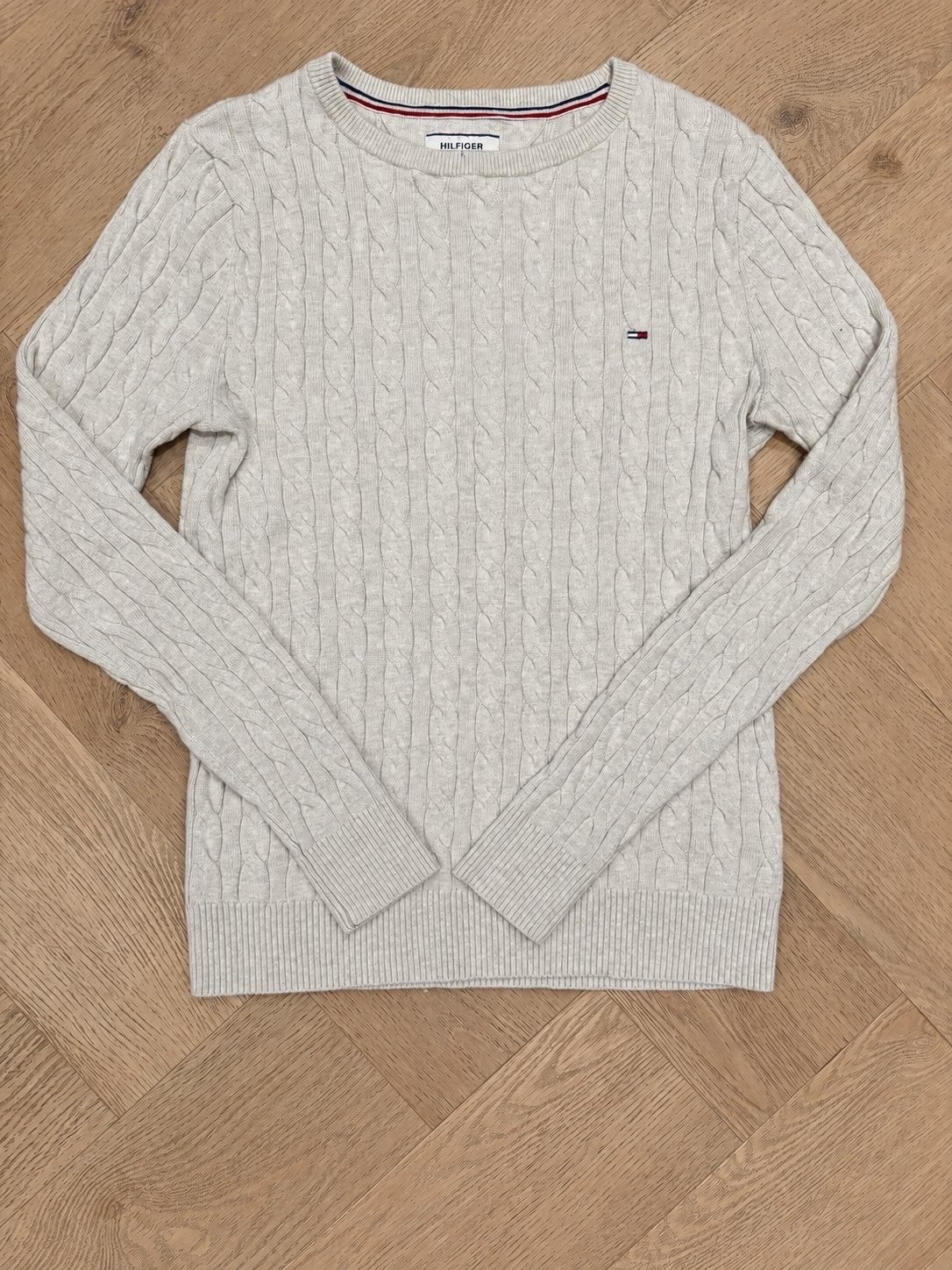 Tommy Hilfiger kabel trui - Maat S, Kleding | Heren, Ophalen of Verzenden, Zo goed als nieuw, Maat 46 (S) of kleiner, Beige