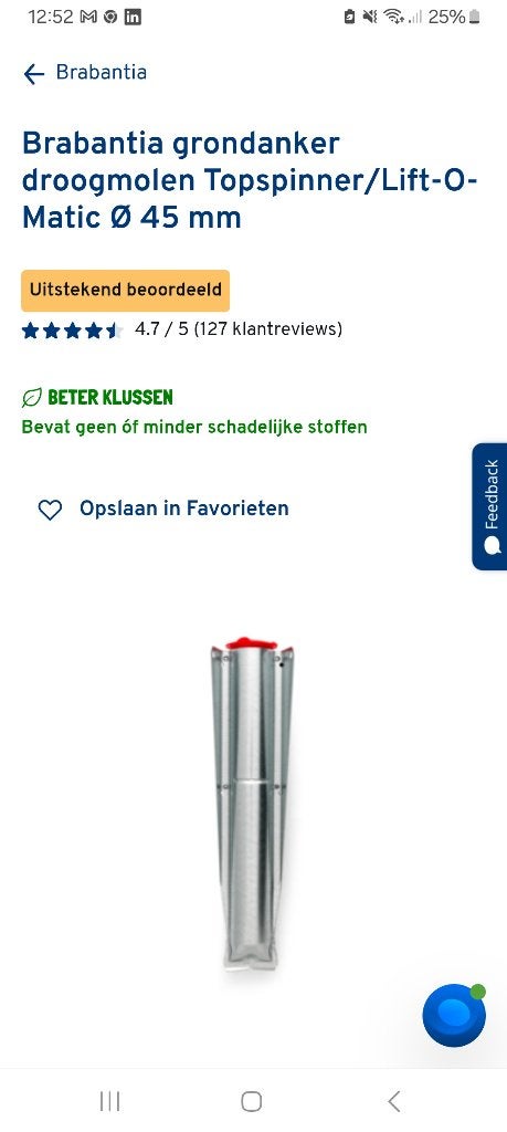 Brabantia grondanker droogmolen, Tuin en Terras, Ophalen, Nieuw, Droogmolen