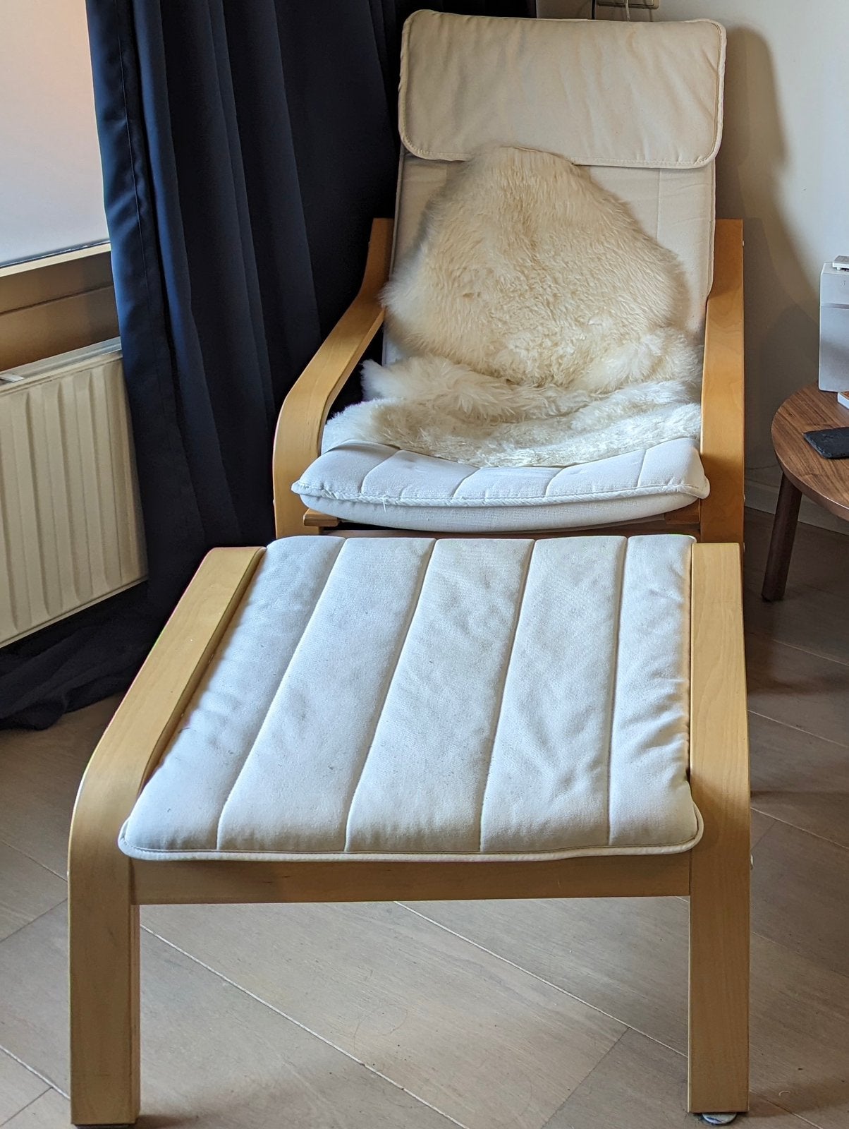 Ikea lounge stoel POÄNG met voetenbankje, Ophalen, Gebruikt, Wit, Eén