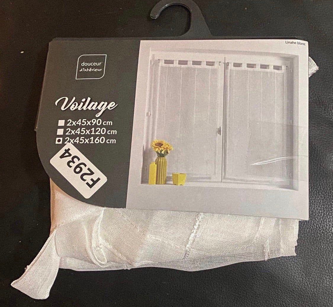 Douceur d'Intérieur 'Linahe' Vitrage (Set van 2) – Wit, Vitrage, 45 cm, Wit, Nieuw