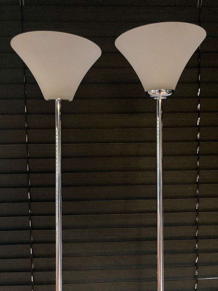 Chrome Staan lamp, Ophalen, Overige fittingen, Zo goed als nieuw, Glas