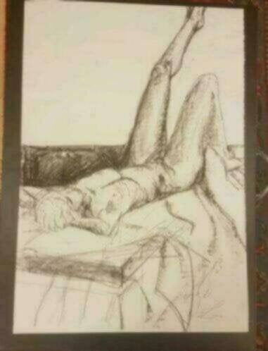 Tekening Liggend naakt gesigneerd Elma Lubbes 2004, Ophalen