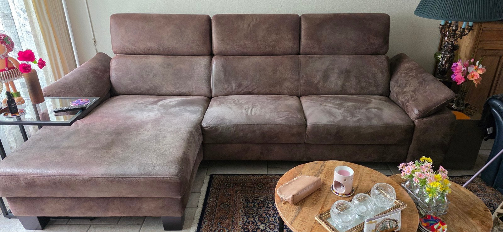 Bankstel met loungegedeelte, Ophalen, 250 tot 300 cm, Gebruikt, 125 tot 150 cm