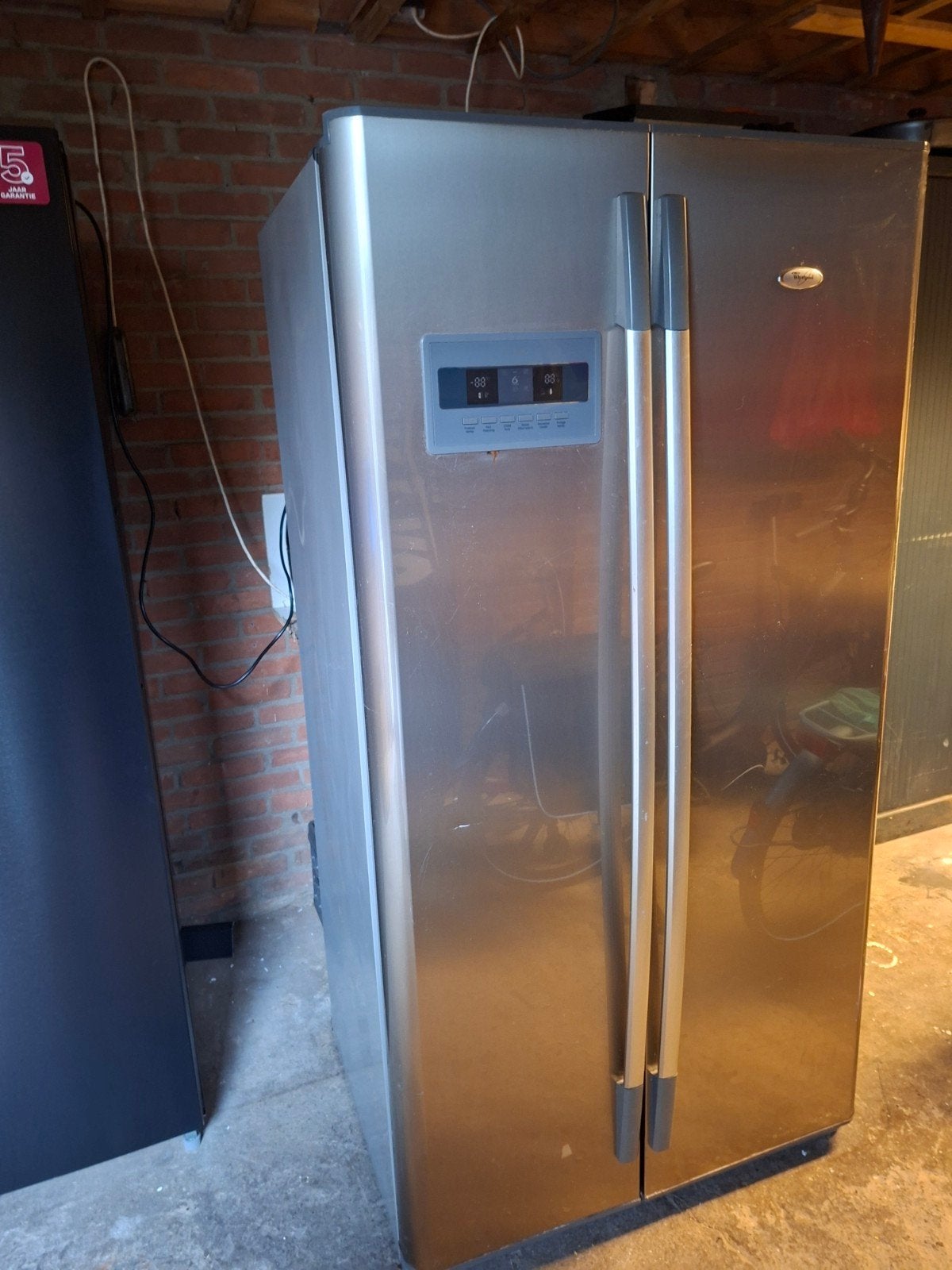 Whirlpool Amerikaanse koelkast - Gebruikt, werkt goed, Witgoed en Apparatuur, Ophalen, Gebruikt, 60 cm of meer, Met aparte vriezer
