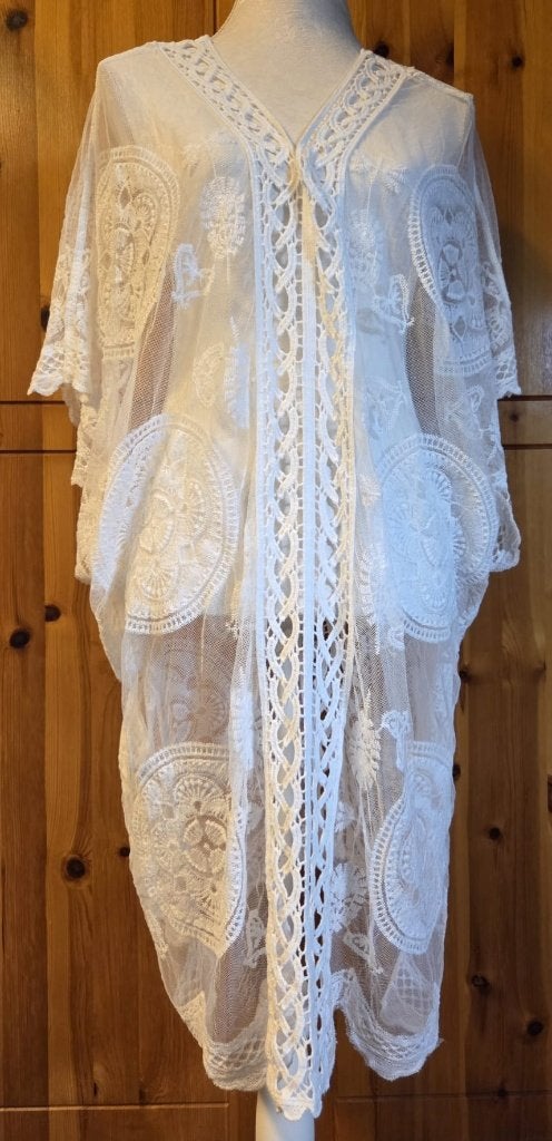 Witte strand kaftan, Ophalen of Verzenden, Zo goed als nieuw, Wit, Blouse of Tuniek
