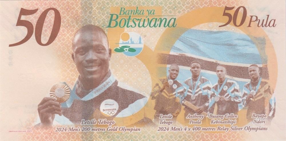 Botswana bankbiljet 50 Pula Commemorative Olymp. Winnaars, Ophalen of Verzenden, Overige landen, Los biljet