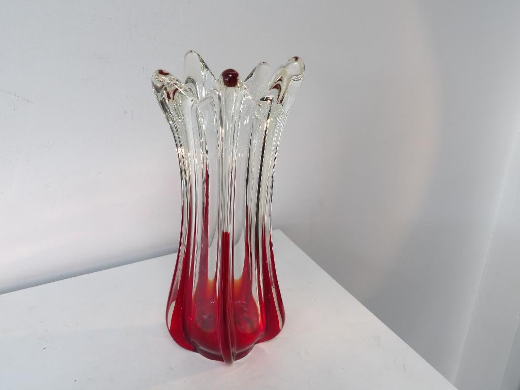 Murano Sixties Vaas rood, Antiek en Kunst, Antiek | Vazen, Ophalen of Verzenden