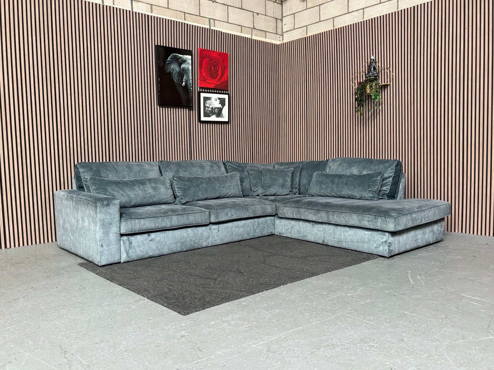 GRATIS LEVERING Velvet Hoekbank Blauw 310x250 GEREINIGD