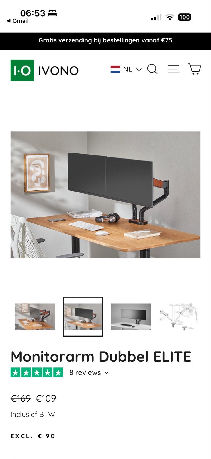 Luxe dubbele Monitorarm - Ergonomische Monitorstandaard, Ophalen of Verzenden, Nieuw, 60 Hz of minder, Overige typen