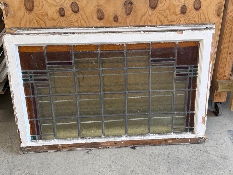 3x Antiek Glas in lood ramen, Ophalen, Gevelraam of Ruit, Gebruikt, 80 tot 120 cm