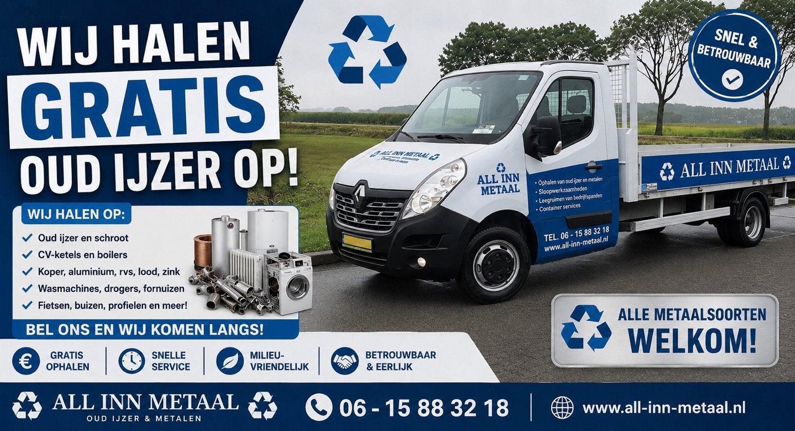 Oud ijzer ophaaldienst, Ophalen, Gebruikt, IJzer