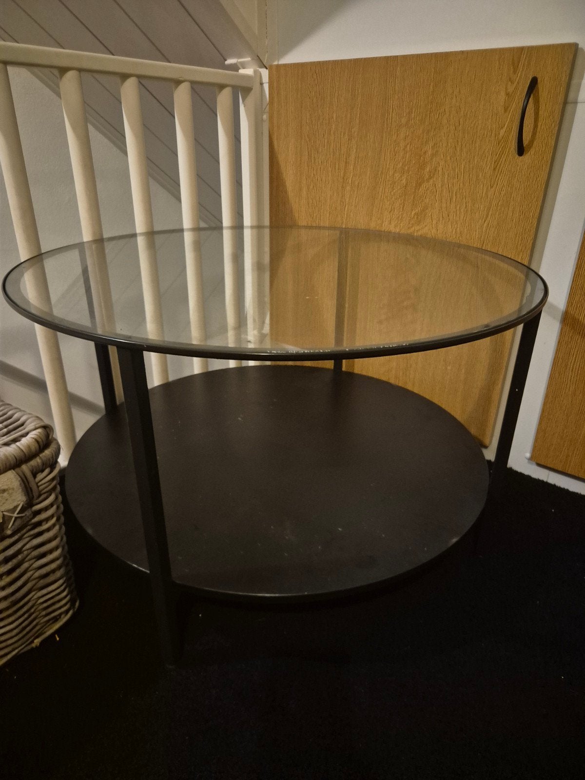*gratis *Ronde salontafel met glazen blad en extra plank, Gebruikt, Rond, 55 tot 75 cm, Glas