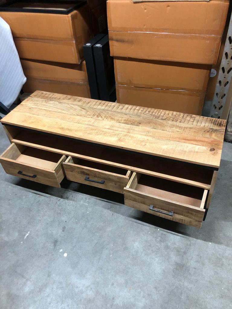 TV-Meubel Mango Hout & Industrieel Staal., Ophalen, Gebruikt, 150 tot 200 cm, Minder dan 100 cm