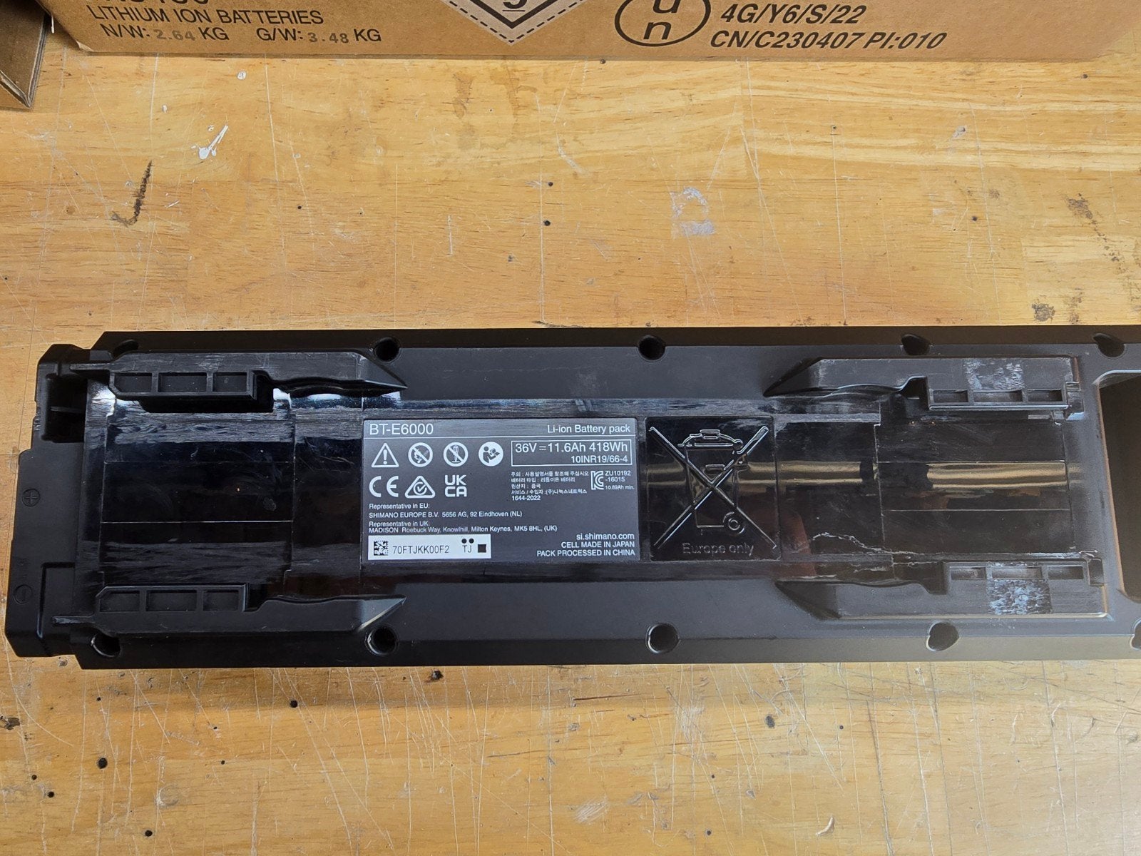 Shimano BT-E6000 E-bike Batterij kapot, Ophalen of Verzenden, Gebruikt