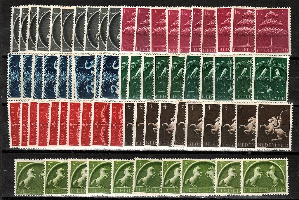 Nvph 405-411 germaanse symbolen 1943 10 maal postfris, Ophalen of Verzenden, Na 1940, Postfris