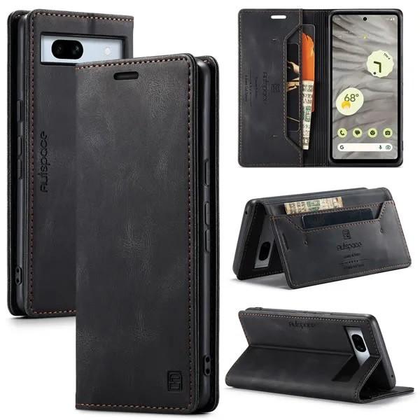 Luxe Flip Case + Screen Protector for Google Pixel 7A _Black, Verzenden, Nieuw, Hoesje of Tasje