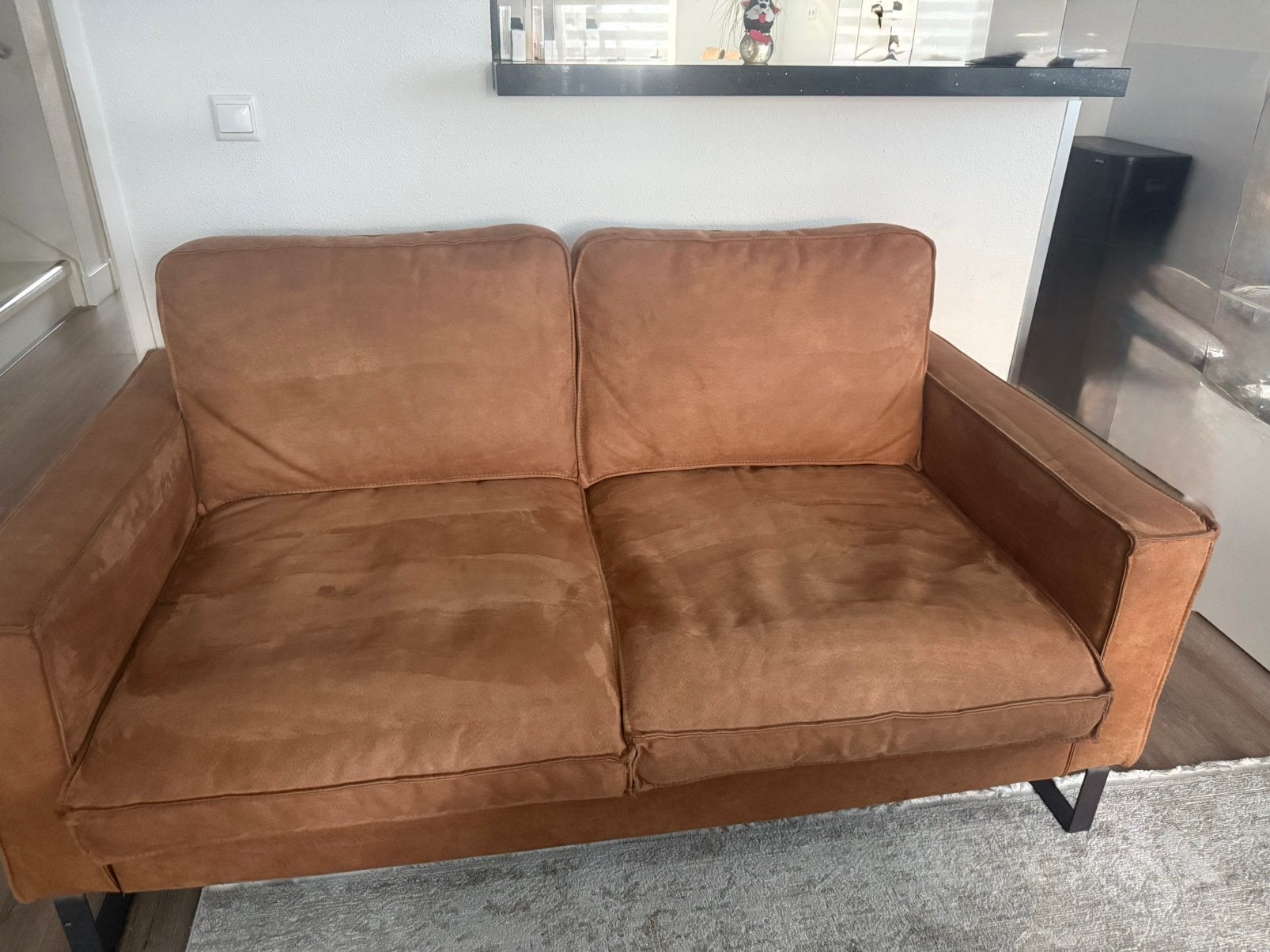Te Koop: Prachtige Cognackleurige Bankenset, Ophalen, Zo goed als nieuw, 75 tot 100 cm, 200 tot 250 cm
