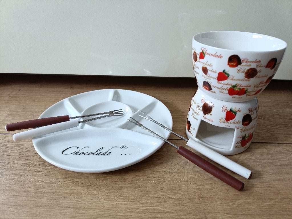 Leuke Chocolade Fondue SET ZGAN, Ophalen of Verzenden, Zo goed als nieuw, Waxinelicht, Fondueset