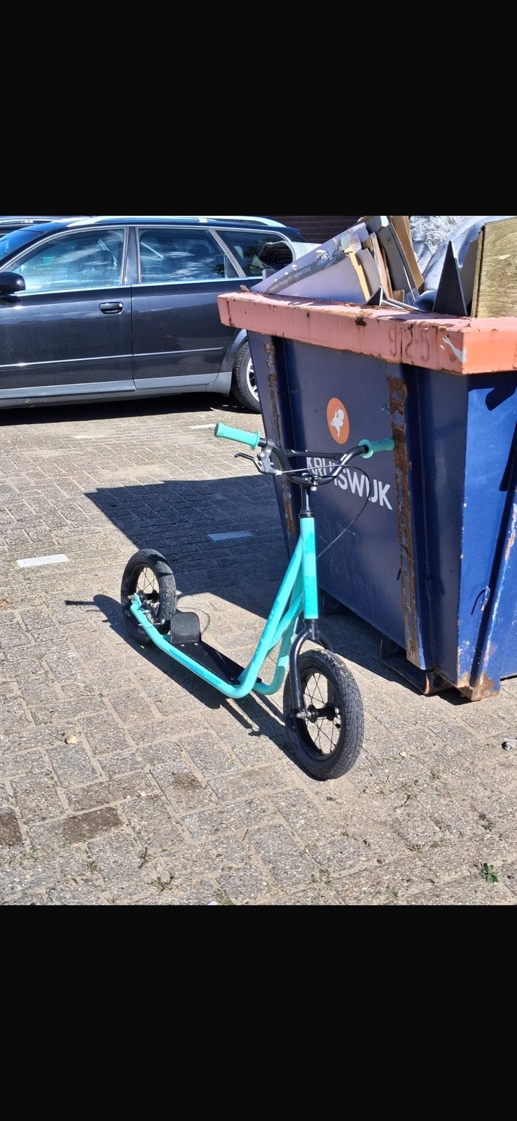 Stoere blauwe step met grote wielen en achter rem., Fietsen en Brommers, Steps, Ophalen, Zo goed als nieuw, Gewone step