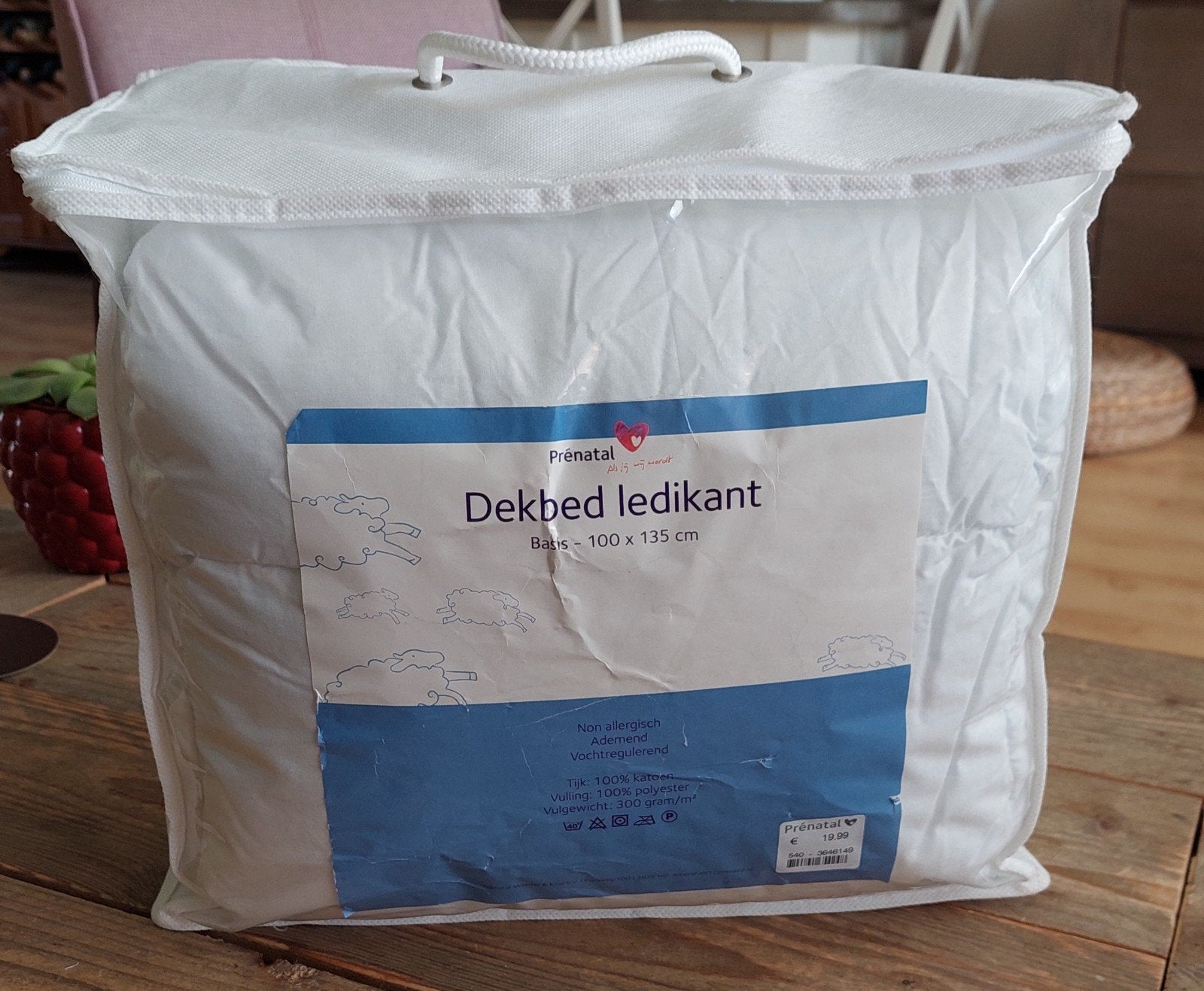 Prénatal ledikant dekbed - 100 x 135 cm, Kinderen en Baby's, Kinderkamer | Beddengoed, Jongetje of Meisje, Wit, Ophalen of Verzenden