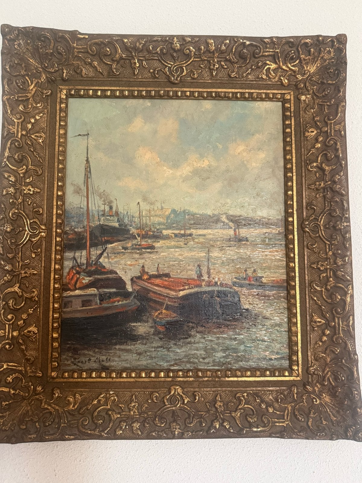 Schilderij Evert Mol - Boten op het water, Ophalen, Realistisch, Olieverf, Ingelijst