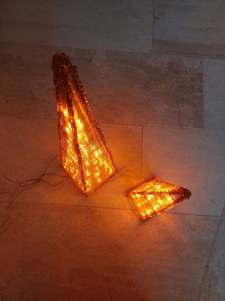 lampen schermerlamp piramide verlichting tafellamp, Oranje, Ophalen of Verzenden, Zo goed als nieuw, Kunststof