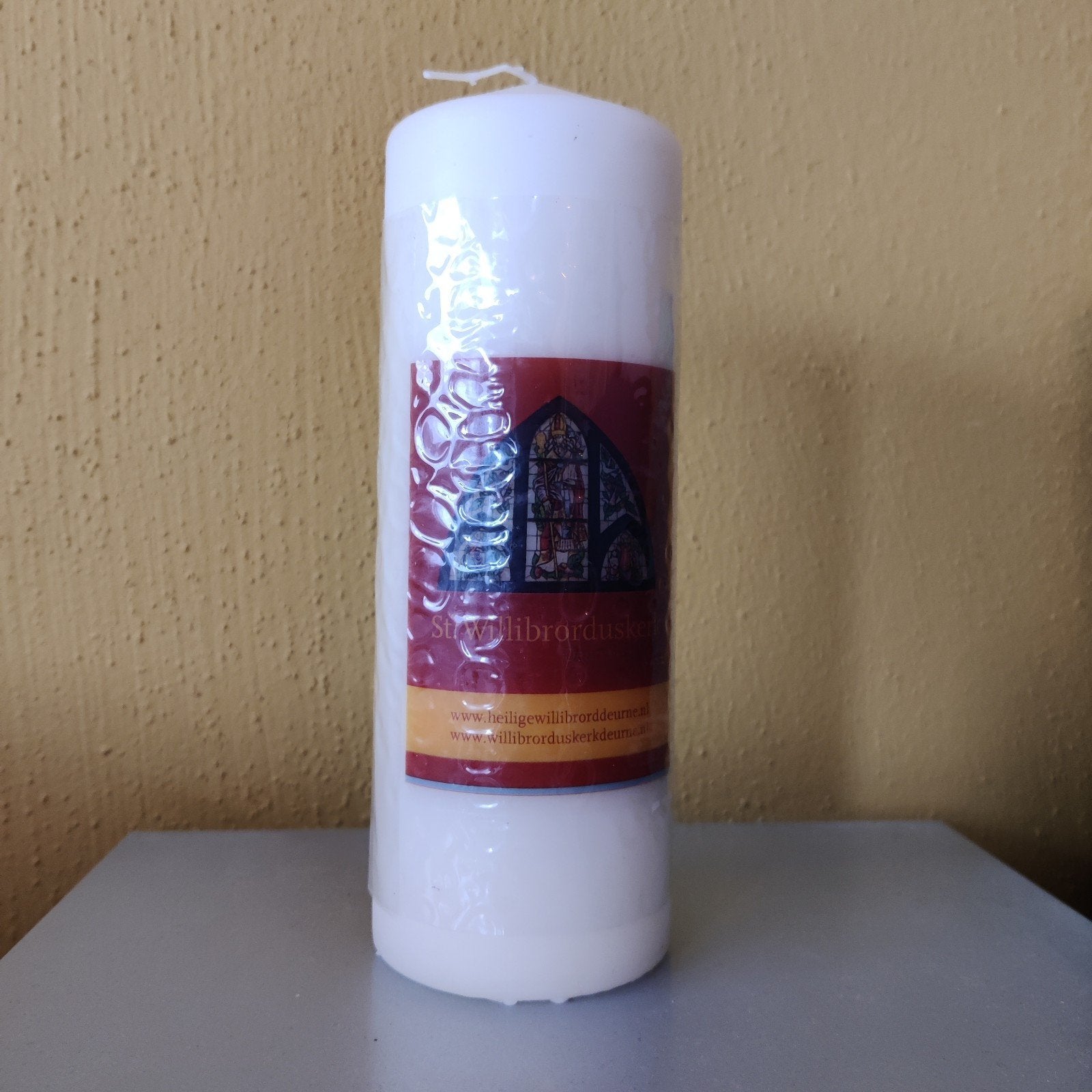 Witte Kaars St. Willibrorduskerk Deurne, 19 cm, Ophalen of Verzenden, Kaars, Wit