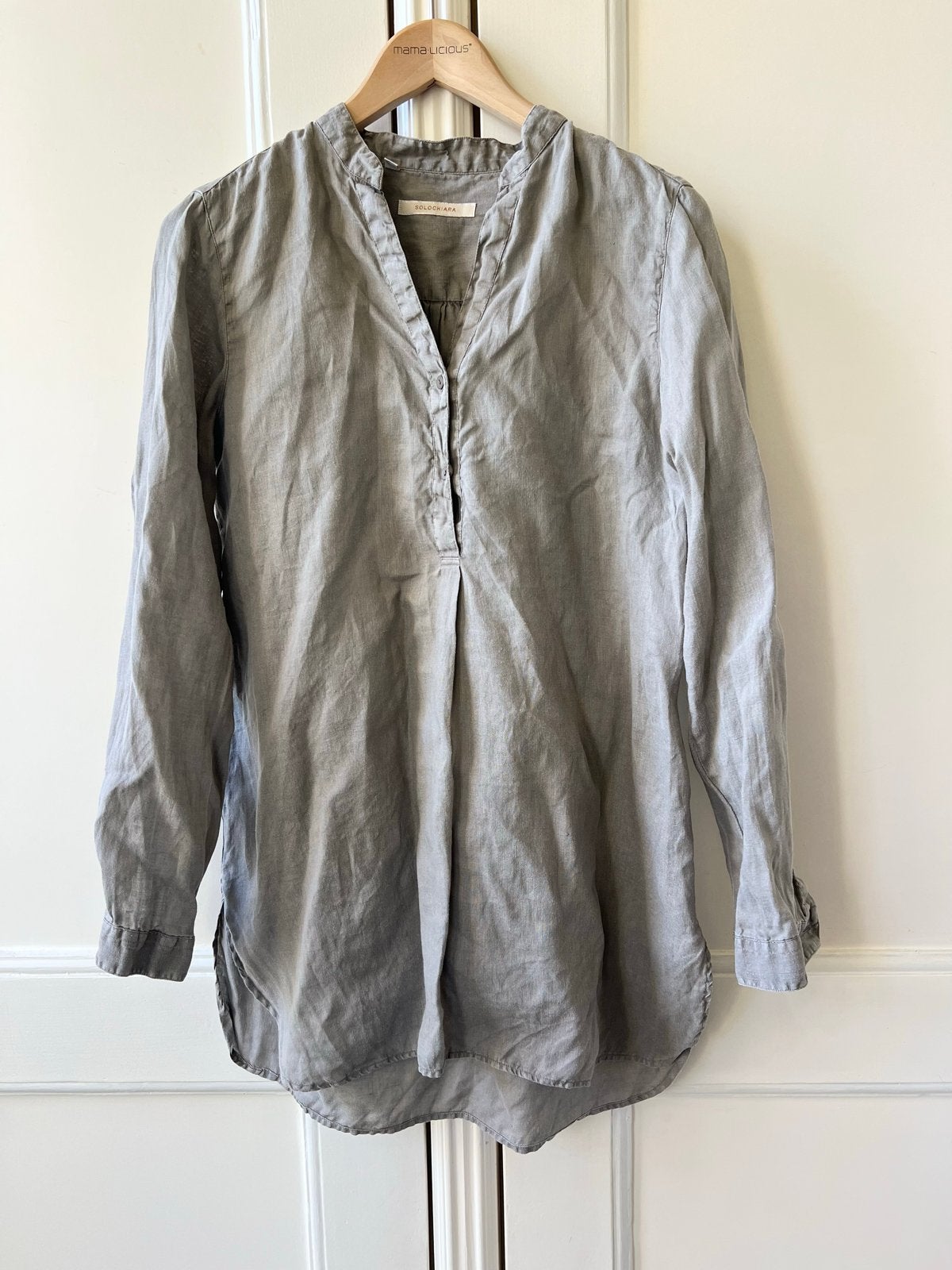 Solochiara linnen blouse taupe, maat S, Kleding | Dames, Ophalen of Verzenden, Zo goed als nieuw, Maat 36 (S), Bruin