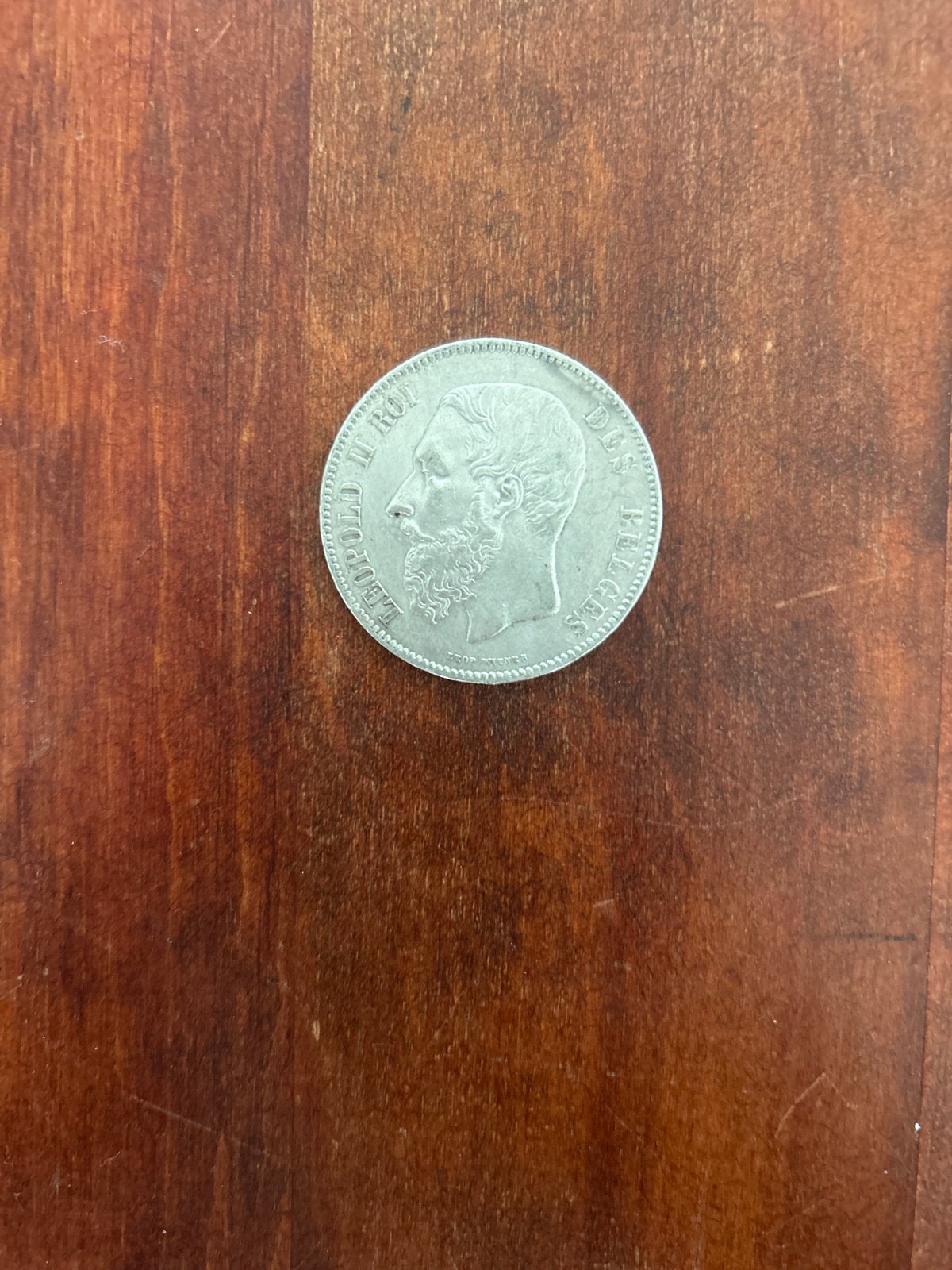Leopold II ROI 1868 5 Franc munt, 0.900 zilver, Zilver, Ophalen of Verzenden, Losse munt, Zilver