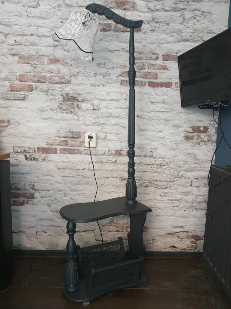 Vintage schemerlamp met krantenbak, Ophalen, Hout, Wandkapstok, Minder dan 100 cm