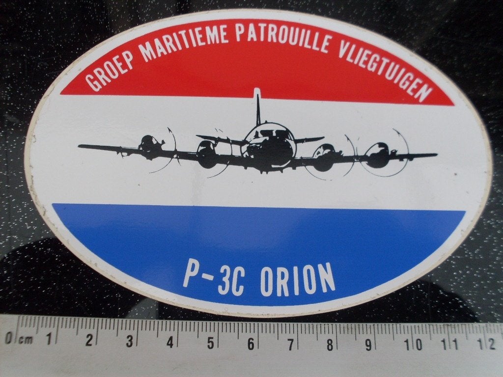 2x sticker groep maritieme patrouille vliegtuigen P-3C orion, Verzenden, Zo goed als nieuw, Bedrijf of Vereniging