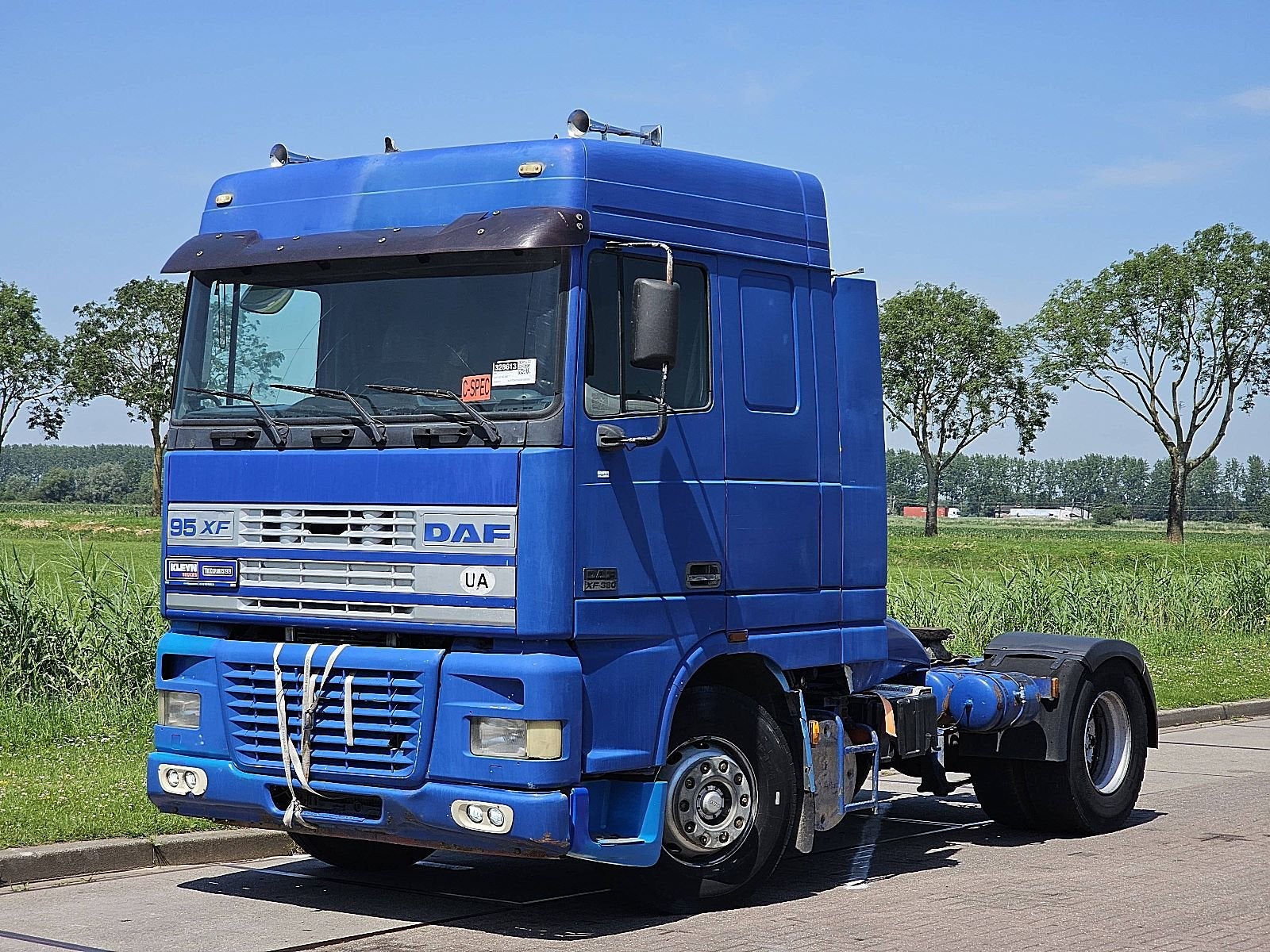 DAF XF 95.380 spacecab euro 2, Auto's, Vrachtwagens, Euro 2, Blauw, Bedrijf, DAF