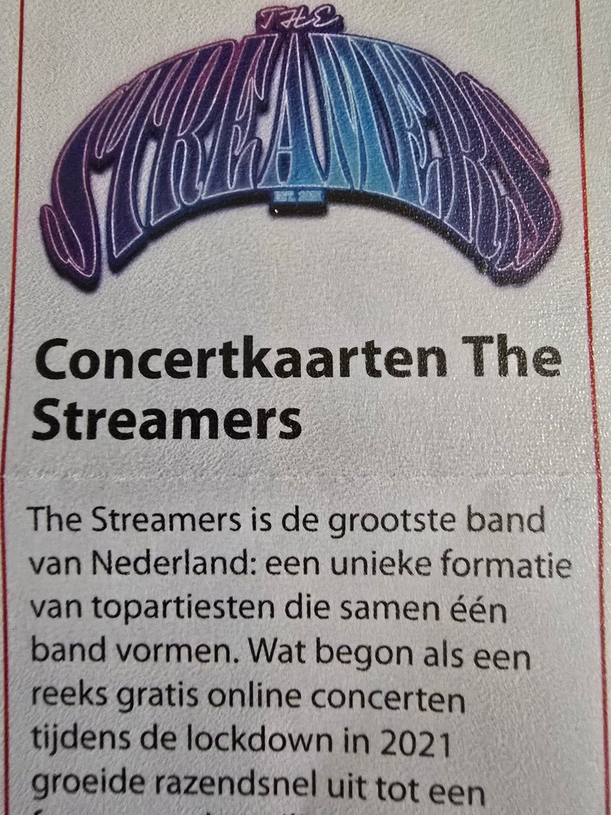 the streamers concertkaarten 2, Twee personen, September
