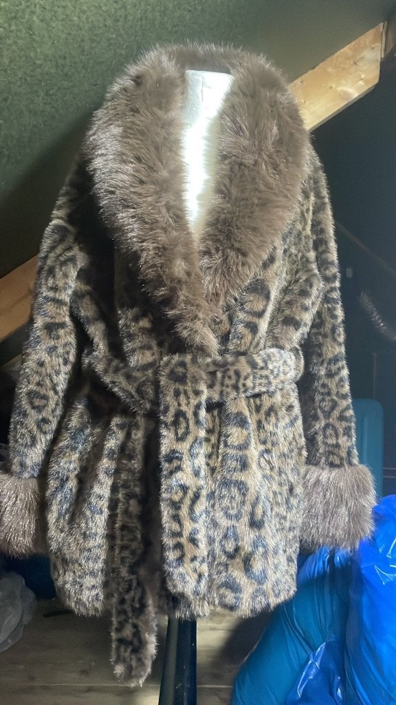 Luxe Panterprint Faux Fur Jas met Striklint–Maat XL – €65, Ophalen of Verzenden, Nieuw, Maat 46/48 (XL) of groter, Bruin
