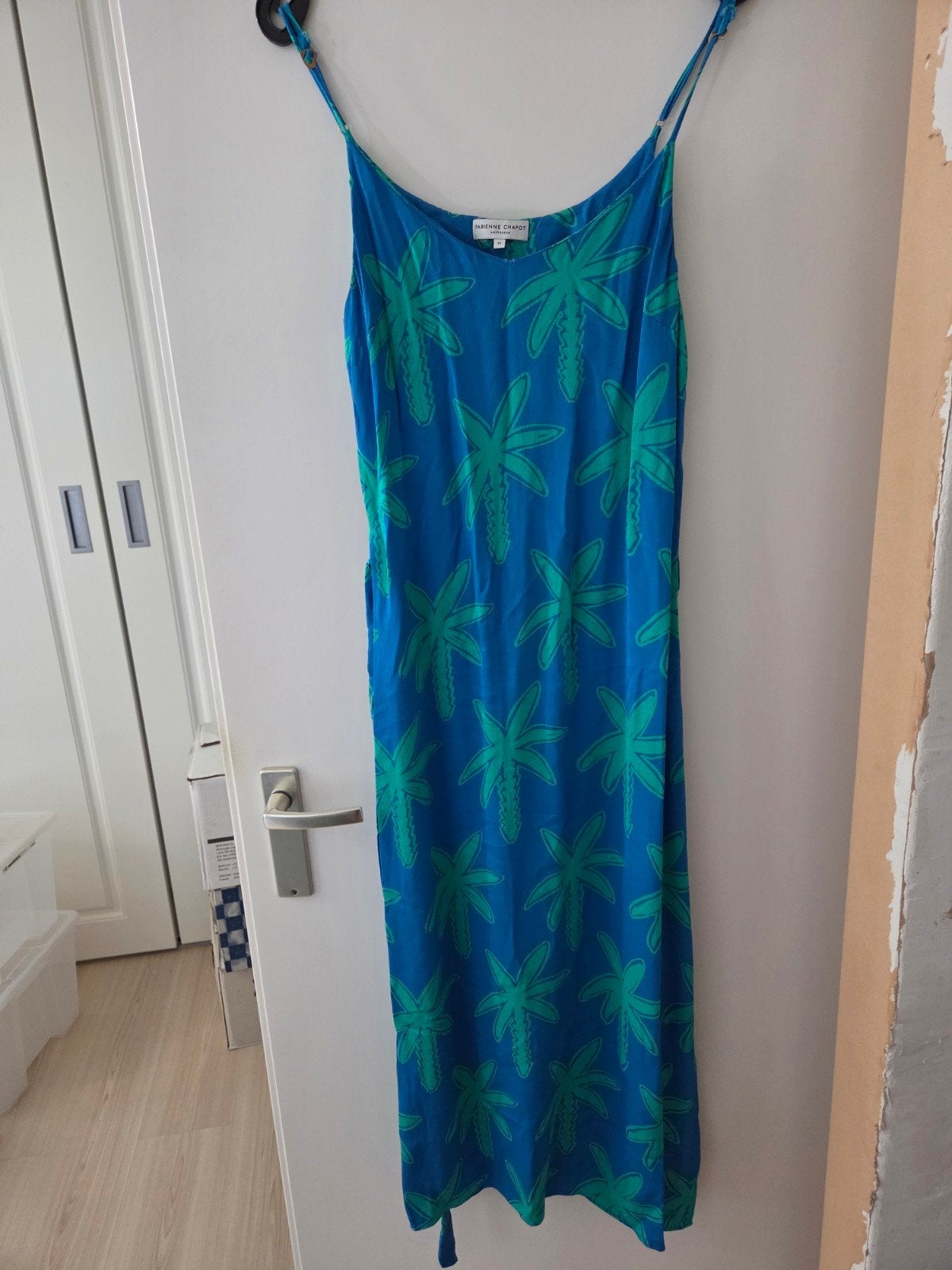 Fabienne Chapot jurk met palmboomprint, Maat 38/40 (M), Blauw, Ophalen of Verzenden, Zo goed als nieuw