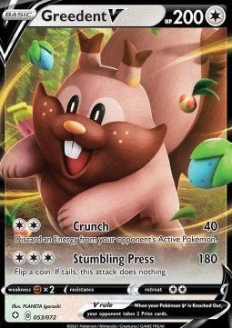 Pokemon - Greedent V (SHF 53) Ultra rare, Hobby en Vrije tijd, Ophalen of Verzenden, Nieuw, Losse kaart, Foil