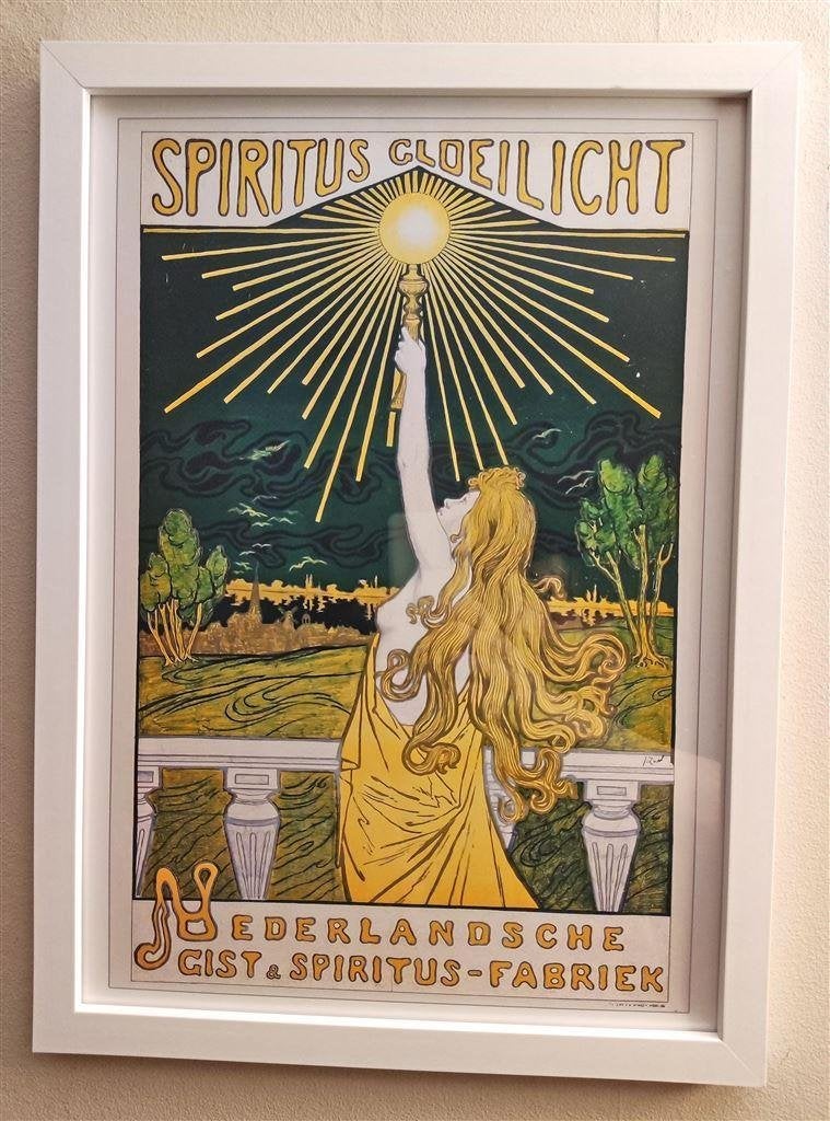 Spiritus Gloeilicht Jugendstil Deco Affiche Poster in Frame, Verzenden, Nieuw, Reclamebord