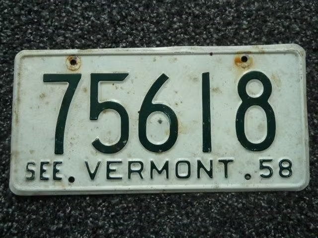 Kentekenplaat licenseplate See Vermont 1958 USA, Verzenden, Gebruikt, Auto's