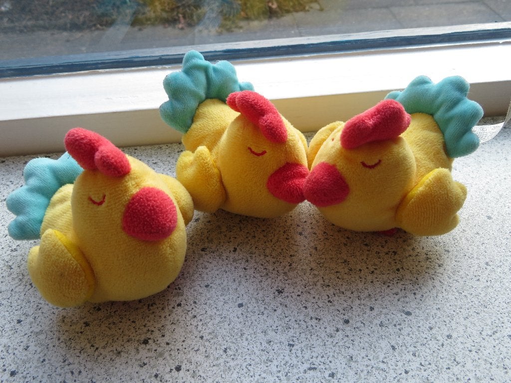 3 x Haan haantje kip of kipje kippetje van Hema geel velours, Hema, Geel, Overige typen, Ophalen of Verzenden