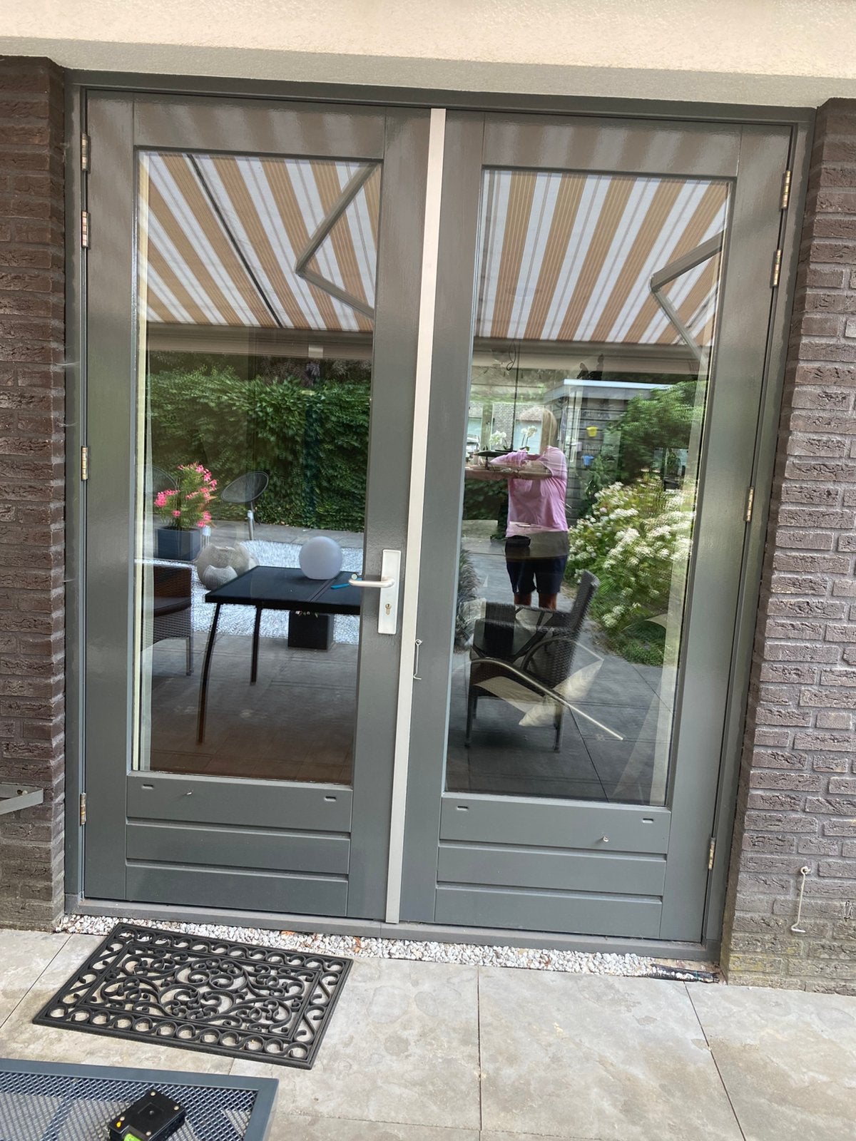 Hard Houten openslaande tuindeur meerpunt sluiting, Doe-het-zelf en Verbouw, Kozijnen en Schuifpuien, Ophalen, Gebruikt, Deurkozijn