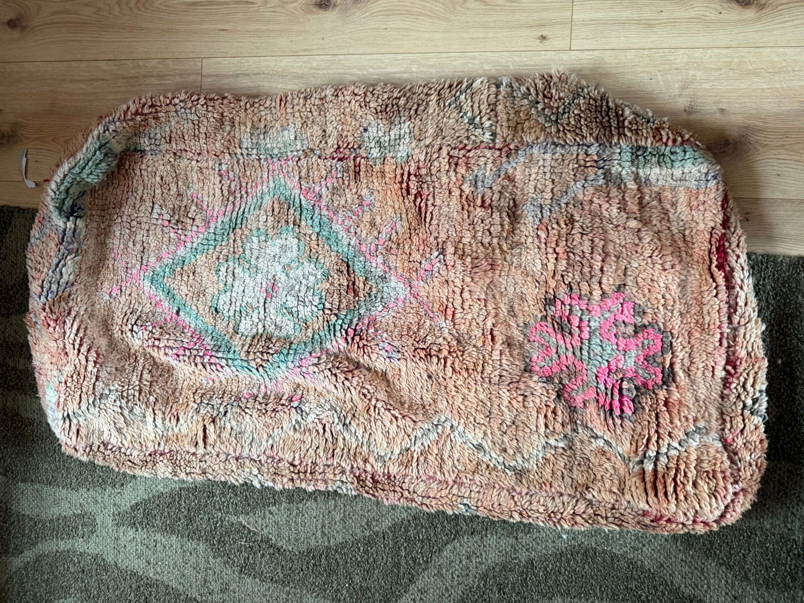 Xxl boujaad Marokkaanse poef marrakech wol, 100 tot 125 cm, Ophalen of Verzenden, Zo goed als nieuw, Rechthoekig