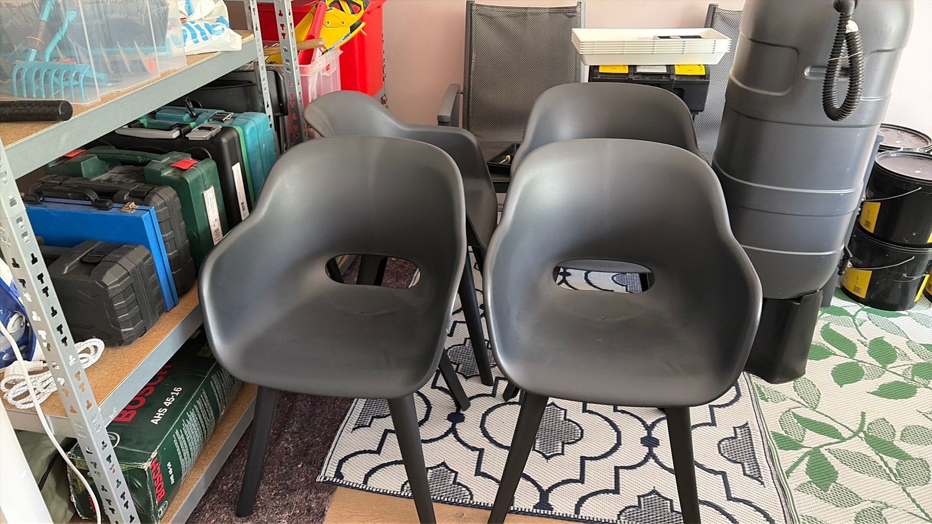 4 tuinstoelen, Huis en Inrichting, Stoelen, Ophalen, Kunststof, Gebruikt, Zwart